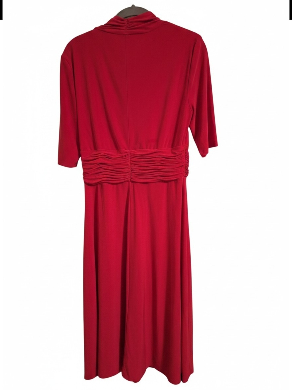 Evan Picone Scarlet Ruched-Waist Midi Dress - Picture 2 of 6